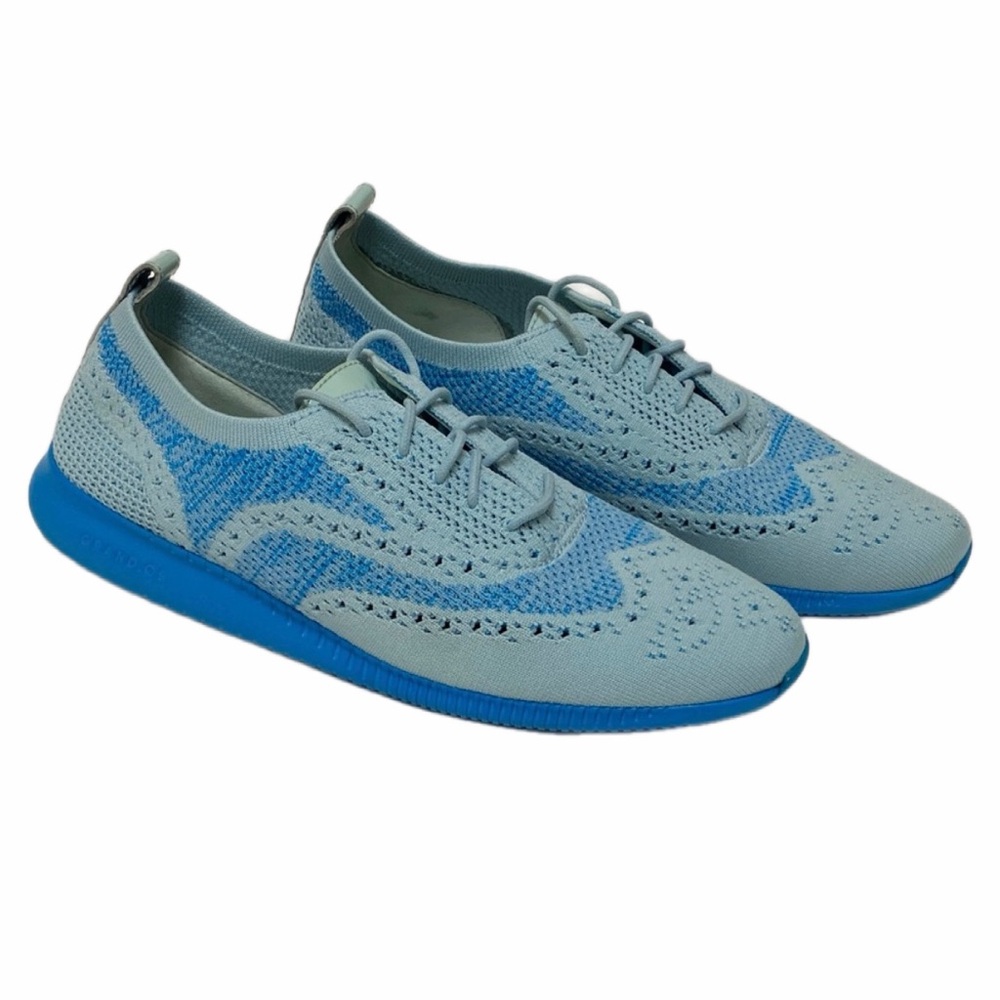 Cole Haan 2Zerogrand Stitchlite Dopamine Light Blue Knit Oxford Sneakers sz 10b
